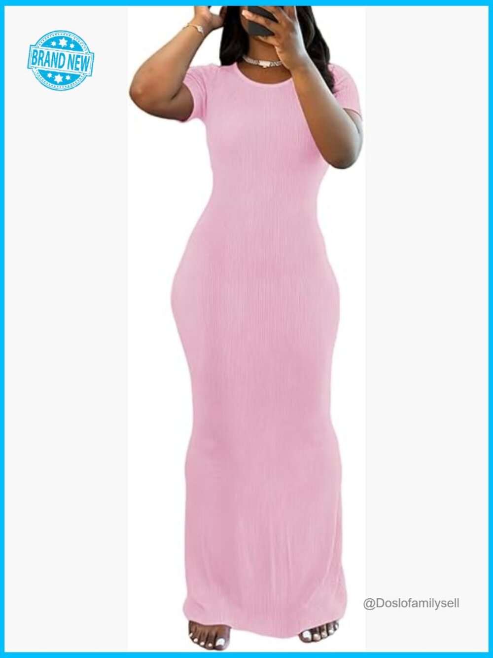 Bodycon Maxi Dress Scoop Neck Short Sleeve Club Party Sexy Y2K